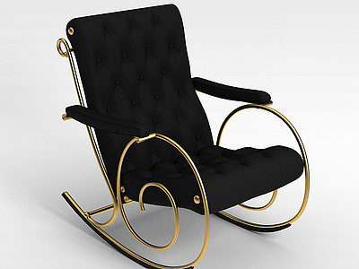 3d黑皮摇椅模型