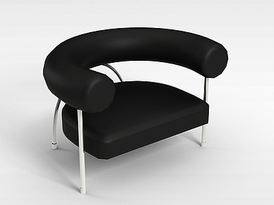 3d黑皮休闲椅模型