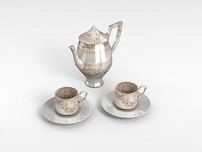 3d欧式茶具模型