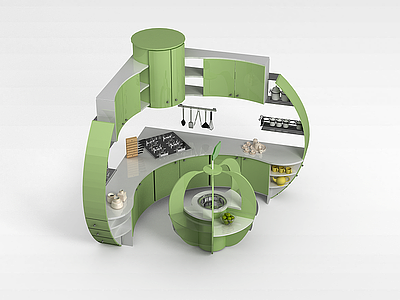3d温馨厨房橱柜模型