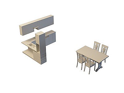 白橡木橱柜模型3d模型