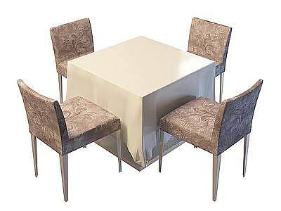 3d印花布艺餐桌椅模型