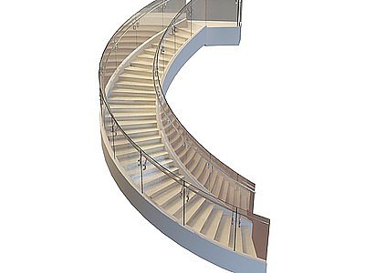 3d玻璃扶手楼梯模型