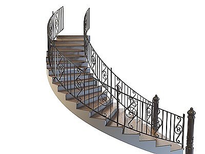 3d欧式铁艺楼梯模型