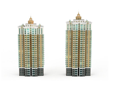 现代双子建筑模型3d模型