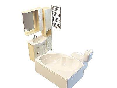 3d浴室柜洗手台组合模型