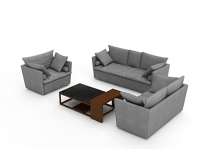 灰色沙发套装模型3d模型