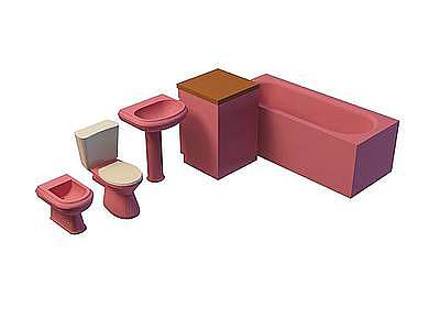 3d红色卫浴组合模型