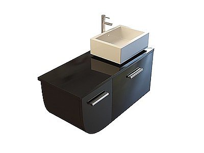 3d黑色简约洗手台模型