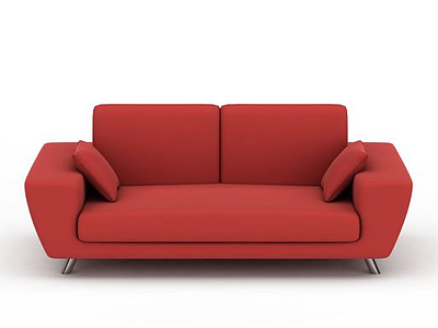 3d红色布艺沙发模型