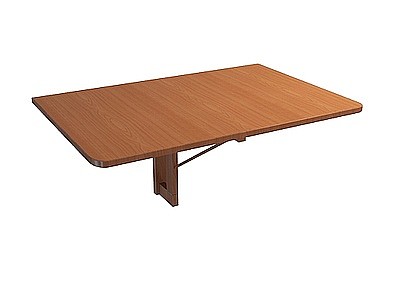 3d贴墙式实木桌模型