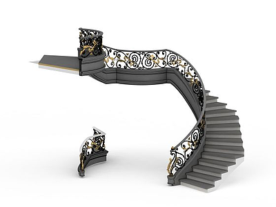 欧式弧形楼梯模型3d模型