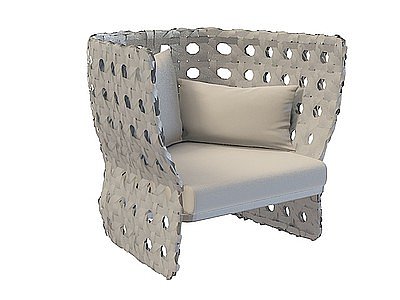 3d藤编单人沙发模型