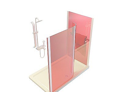 3d红色淋浴房模型