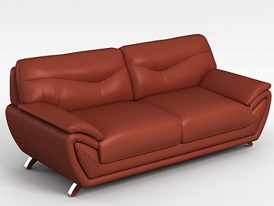 3d红色多人沙发模型