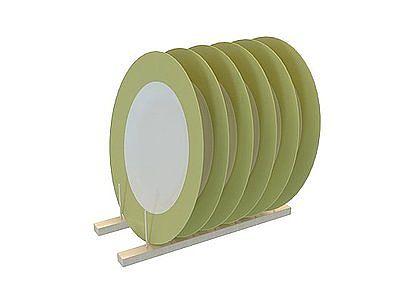 3d绿色塑料盘子组合模型