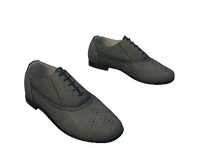 黑色透气皮鞋模型