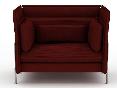 3d单人红色沙发免费模型