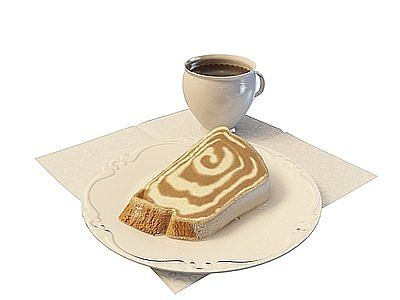 3d咖啡蛋糕套餐模型