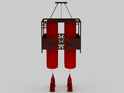 3d红色中式吊灯免费模型