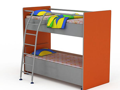 3d橘色上下床免费模型