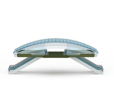 3d蓝色桥梁模型