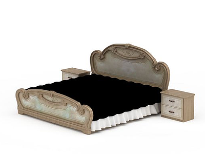 3d雕花双人床免费模型