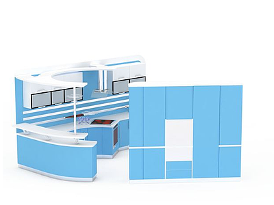 3d蓝色厨柜模型