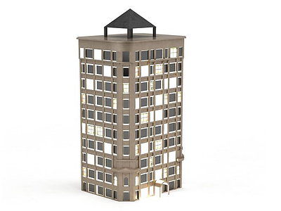 3d居民楼夜景模型