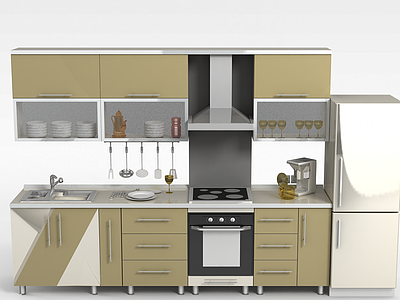 现代厨柜模型3d模型