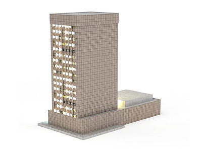 居住楼夜景模型3d模型