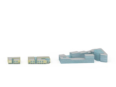 3d蓝色建筑群免费模型