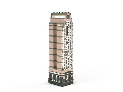 宾馆夜景楼模型3d模型