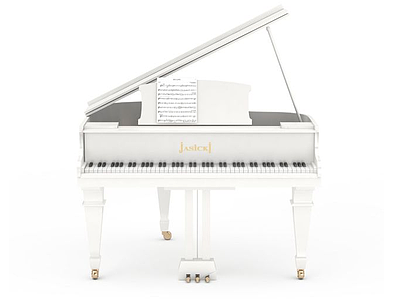 白色钢琴模型3d模型