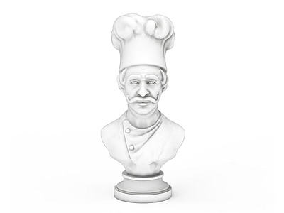 3d法国高级大厨雕像模型
