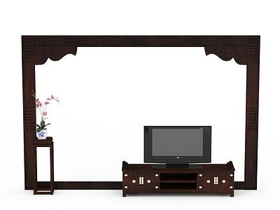 木制电视背景墙模型3d模型