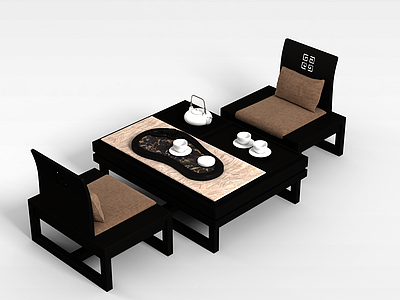 3d日式桌椅组合模型