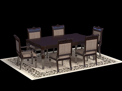 家庭桌椅组合模型3d模型