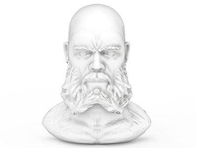 3d胡子男人雕塑模型