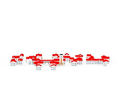 3d时尚红色楼房免费模型
