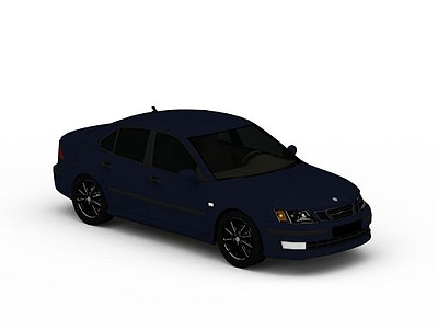蓝色小型轿车模型3d模型