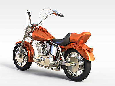橘色摩托车模型3d模型