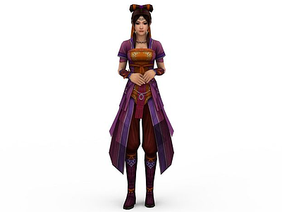 3d紫色古装女性免费模型