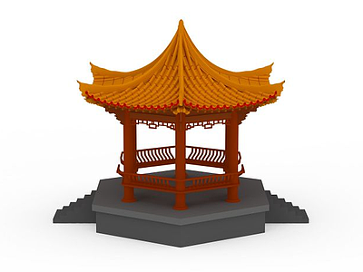 3d中式凉亭免费模型