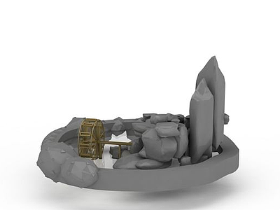室外假山喷泉模型3d模型