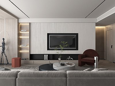 3d现代客厅起居室模型