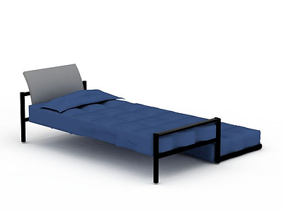 3d蓝色单人床免费模型