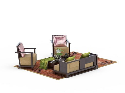 3d现代木质沙发免费模型