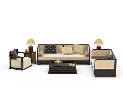 3d中式沙发组合免费模型