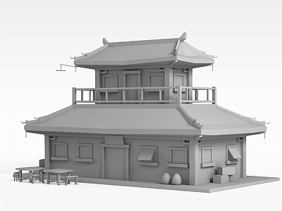 复古楼房模型3d模型